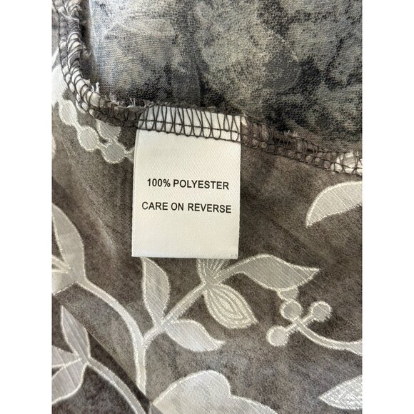 Fleur De Lis Womens Open Front Kimono Cardigan Floral Gray White Womens M - Picture 7 of 8